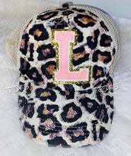 Load image into Gallery viewer, Black Leopard Print Letter Hat
